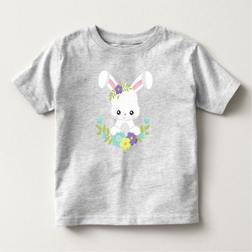 Cute Bunny White Bunny Baby Bunny Flowers Toddler T_shirt