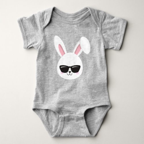 Cute Bunny White Bunny Bunny With Sunglasses Baby Bodysuit