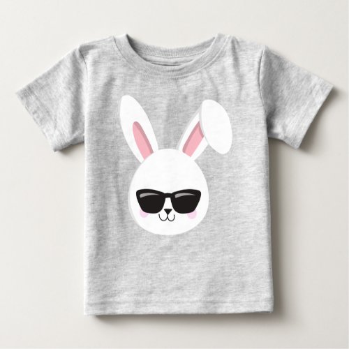 Cute Bunny White Bunny Bunny With Sunglasses Baby T_Shirt