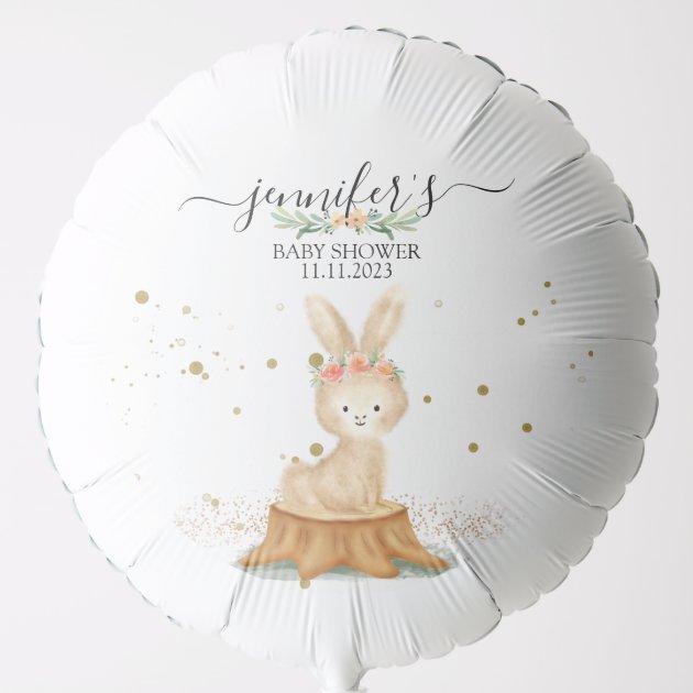 Cute Bunny wildlife baby shower birthday first Balloon