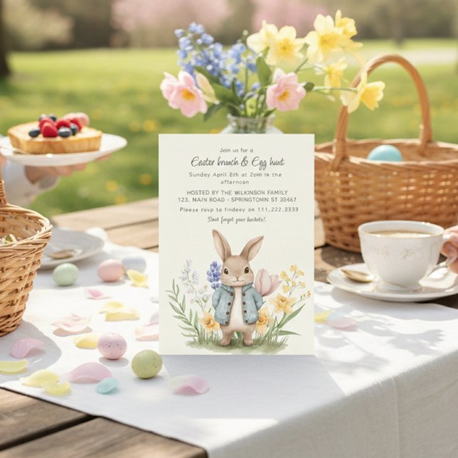 Cute Bunny with Balloons Easter Party Invite (Creator Uploaded)