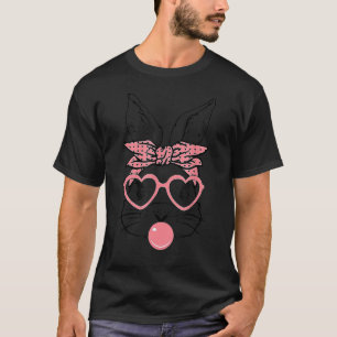 Cute Bunny With Bandana Heart Glasses Bubblegum Ea T-Shirt
