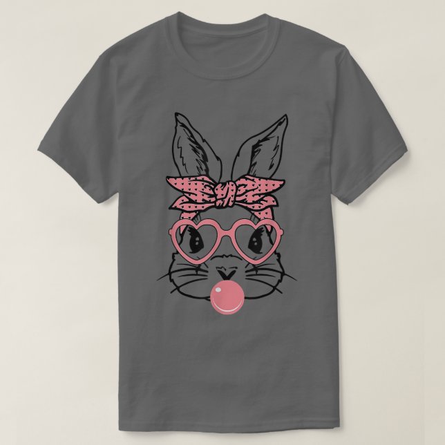 Cute Bunny With Bandana Heart Glasses Bubblegum Ea T-Shirt (Design Front)