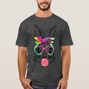 Cute Bunny With Bandana Heart Glasses Bubblegum Ea T-Shirt
