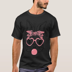Cute Bunny With Bandana Heart Glasses Bubblegum Ea T-Shirt