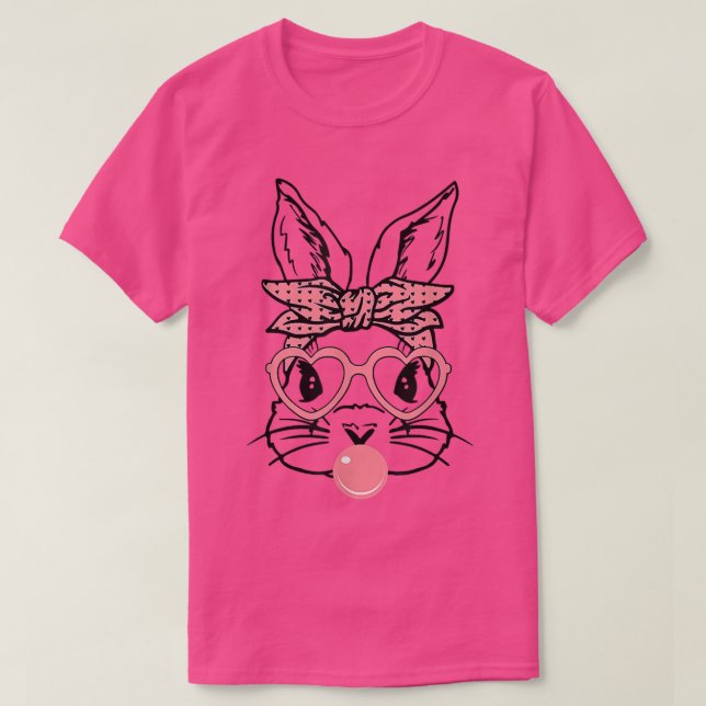 Cute Bunny With Bandana Heart Glasses Bubblegum Ea T-Shirt (Design Front)