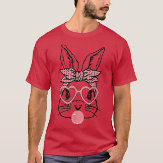 Cute Bunny With Bandana Heart Glasses Bubblegum Ea T-Shirt