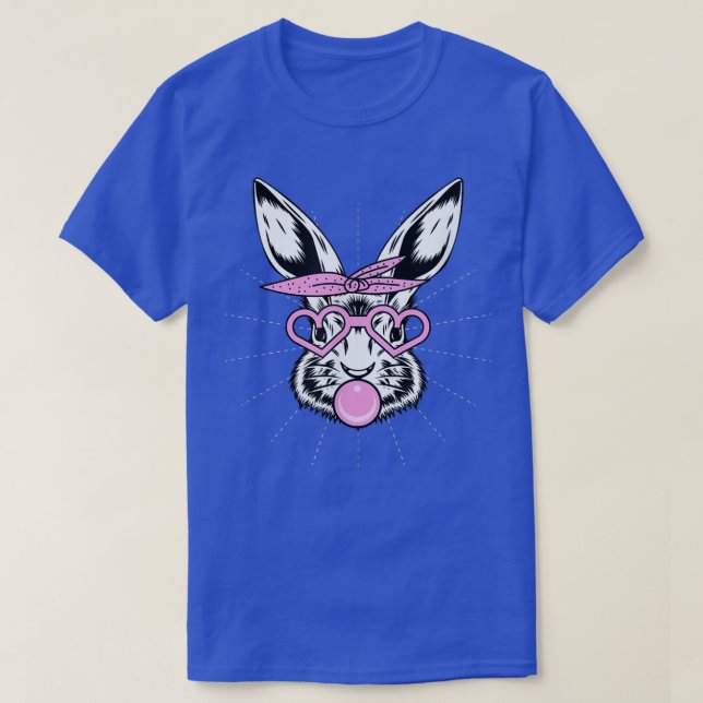 Cute Bunny With Bandana Heart Glasses Bubblegum Ea T-Shirt (Design Front)