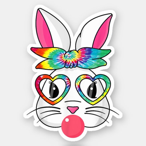 Cute Bunny With Bandana Heart Glasses Easter Day Sticker