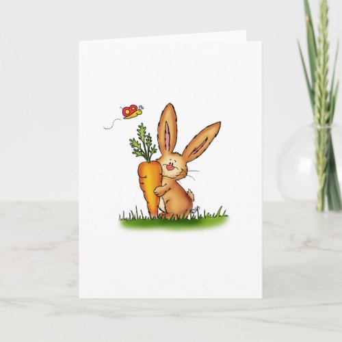 Cute Bunny with Carrot by Gerda SteinerSend2smile Holiday Card