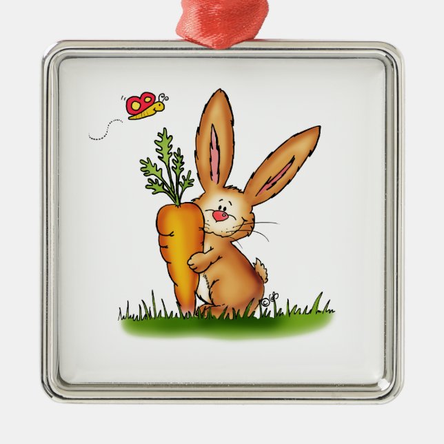 Cute Bunny with Carrot by Gerda Steiner/Send2smile Metal Ornament (Front)