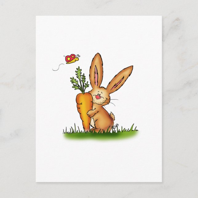 Cute Bunny with Carrot by Gerda Steiner/Send2smile Postcard (Front)
