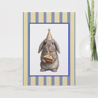 Cute Bunny with Carrot Cake Birthday Card