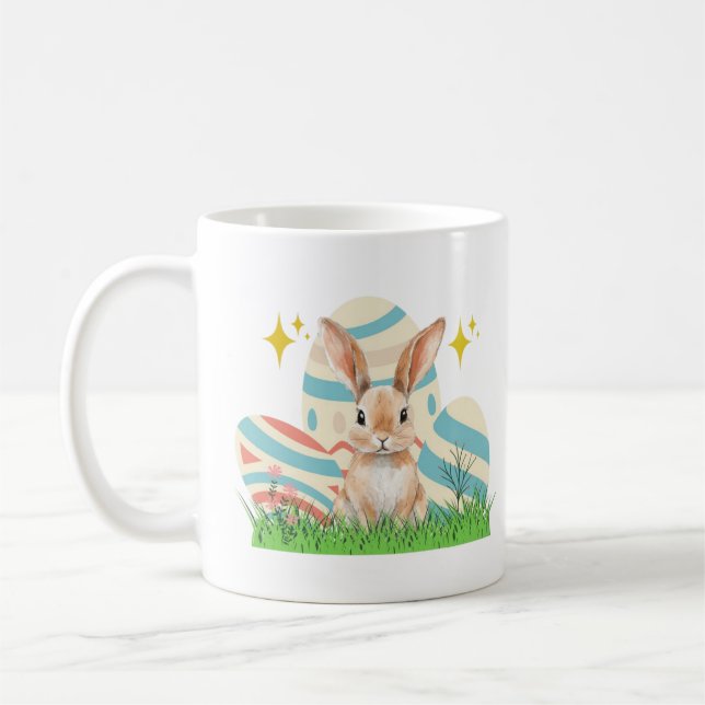Cute Bunny with custom text  Coffee Mug (Left)