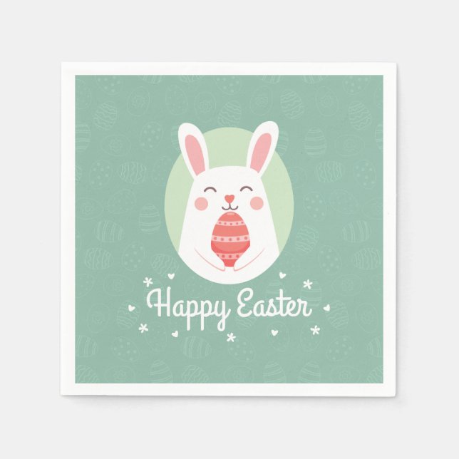 Cute Bunny with Easter Egg | Paper Napkin (Front)