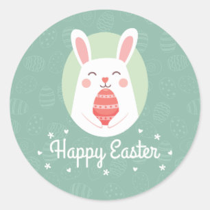 Cute Bunny with Easter Egg   Sticker Seal