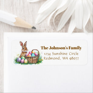 Cute bunny with Easter eggs address Label