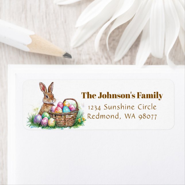 Cute bunny with Easter eggs address Label (Insitu)