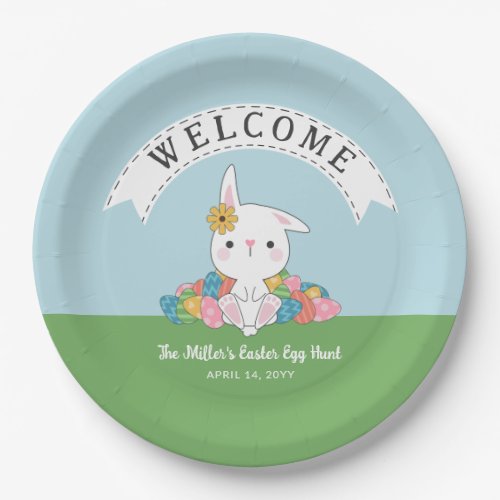 Cute Bunny with Eggs Easter Egg Hunt  Brunch Paper Plates