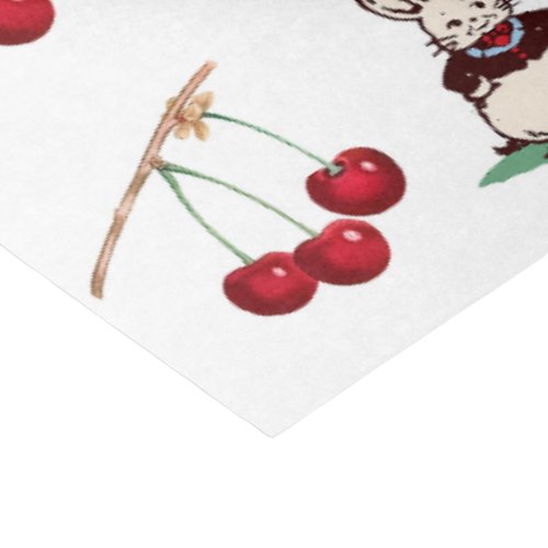 Cute Bunny with flowers and Cherries Tissue Paper