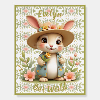 Cute Bunny With Flowers Foam Board