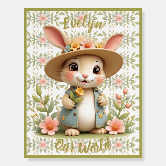 Cute Bunny With Flowers Foam Board (Front)