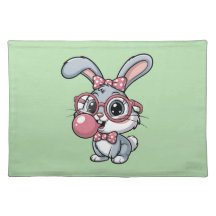 Cute Bunny with Glasses Blowing Bubble Gum