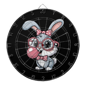 Cute Bunny with Glasses Blowing Bubble Gum Dart Board