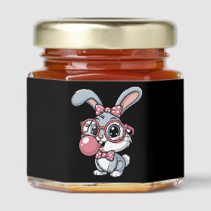 Cute Bunny with Glasses Blowing Bubble Gum Honey Jar Favors
