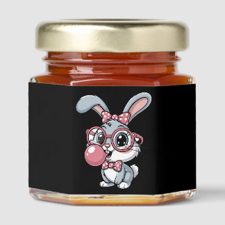Cute Bunny with Glasses Blowing Bubble Gum Honey Jar Favors