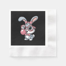 Cute Bunny with Glasses Blowing Bubble Gum