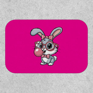 Cute Bunny with Glasses Blowing Bubble Gum Patch