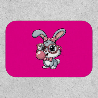 Cute Bunny with Glasses Blowing Bubble Gum Patch