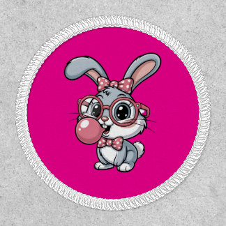 Cute Bunny with Glasses Blowing Bubble Gum Patch