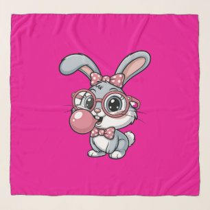 Cute Bunny with Glasses Blowing Bubble Gum Scarf