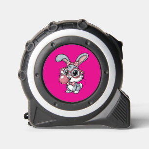 Cute Bunny with Glasses Blowing Bubble Gum Tape Measure