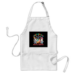 Cute Bunny With Glasses Leopard Print Easter Bunny Adult Apron