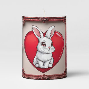 Cute bunny with heart pillar candle