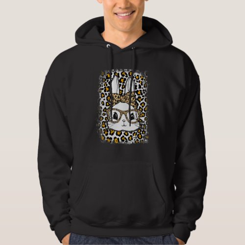 Cute Bunny With Leopard Bandana and Glasses Funny  Hoodie