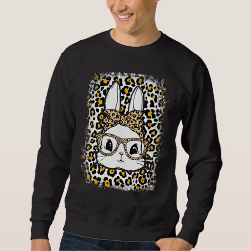 Cute Bunny With Leopard Bandana and Glasses Funny  Sweatshirt