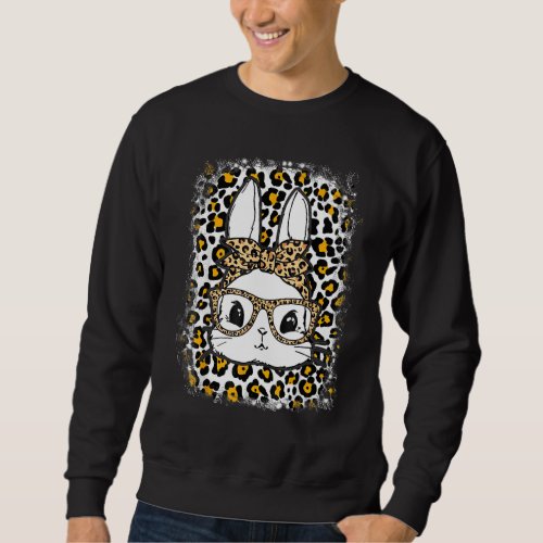 Cute Bunny With Leopard Bandana and Glasses Funny  Sweatshirt