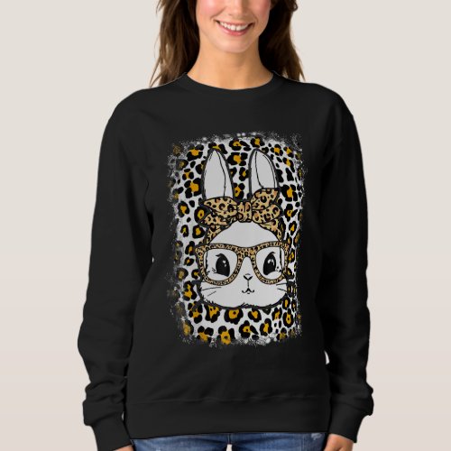 Cute Bunny With Leopard Bandana and Glasses Funny  Sweatshirt