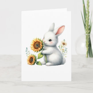 Cute Bunny with Sunflower All-Occasion Greeting Card