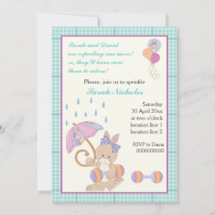 Cute bunny with umbrella baby sprinkle invitation