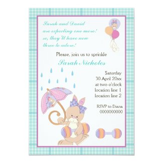 Cute bunny with umbrella baby sprinkle invitation