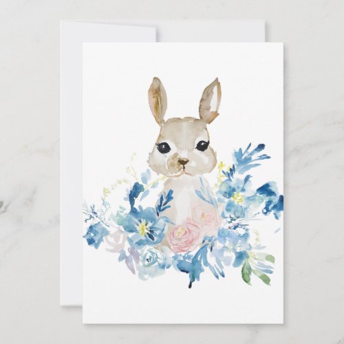 Cute Bunny with watercolor flowers 