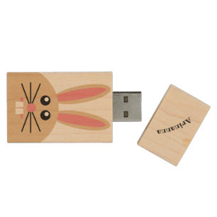 Cute Bunny Wood Flash Drive