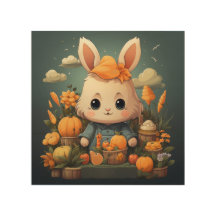 Cute bunny wood wall art