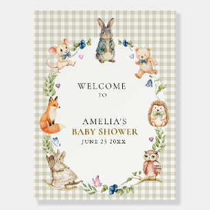 Cute Bunny Woodland Animals Welcome Baby Shower Foam Board