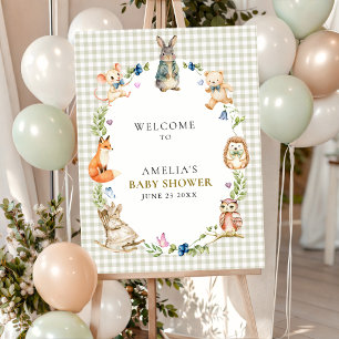 Cute Bunny Woodland Animals Welcome Baby Shower Foam Board